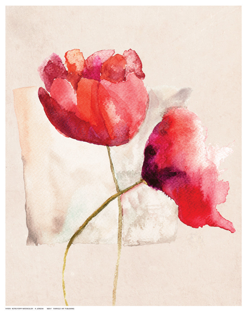 Retro Poppy Watercolor Floral by R. Jersova - FairField Art Publishing
