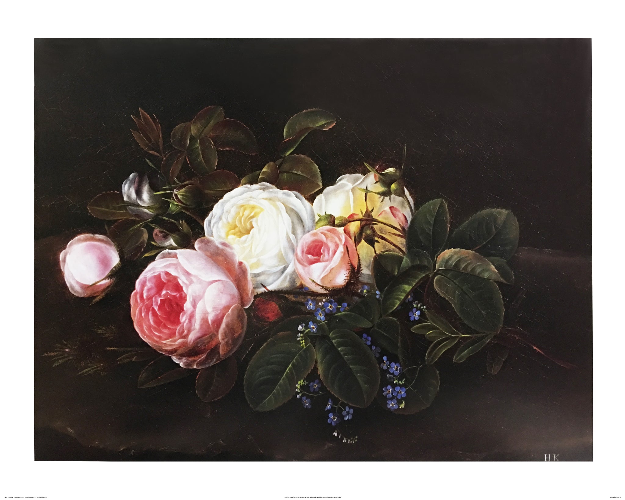 A Still Life with Roses and Forget-Me-Nots by Hansine Kernn Eckersberg - FairField Art Publishing