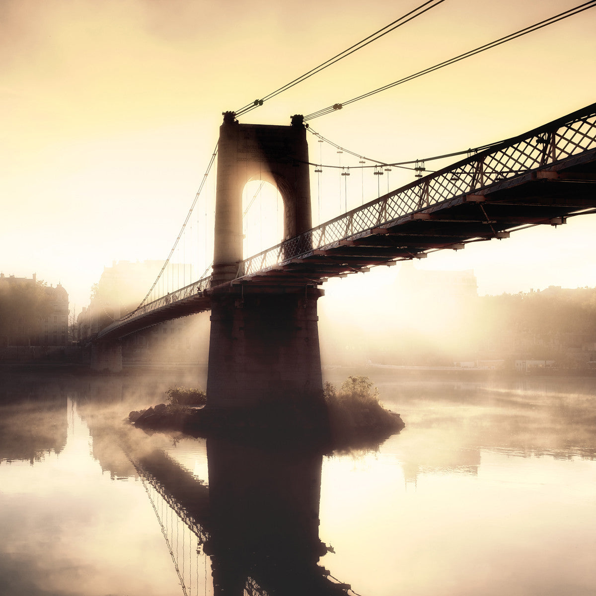 Footbridge in the Setting Sun by P. Frederic - FairField Art Publishing