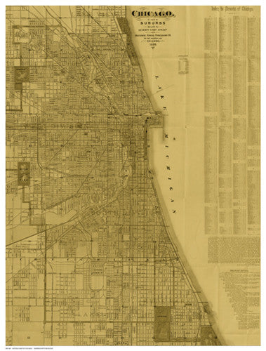 Antique Map of Chicago (neutral) by Blanchard - FairField Art Publishing